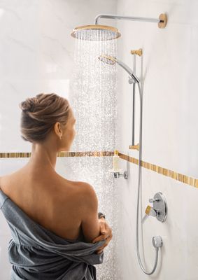 Hansgrohe Tellerkopfbrause Raindance Classic 240 mm Air chrom / gold, mit Brausearm 383 mm, 147 x 270 x 524 x 524 mm, Farbe chrom, gold Bild 12
