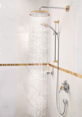 Hansgrohe Tellerkopfbrause Raindance Classic 240 mm Air chrom / gold, mit Brausearm 383 mm, 147 x 270 x 524 x 524 mm, Farbe chrom, gold Bild 13