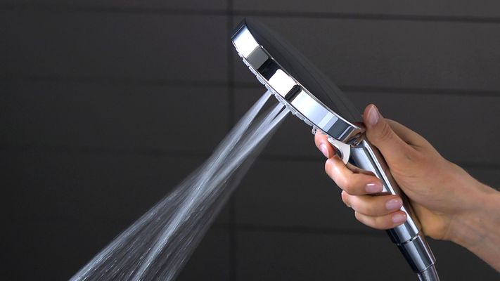 Hansgrohe Showerpipe Raindance Select E300 3jet, KB, HB u.Thermostat AP, weiss, 1218 x 718 x 466 x 386 mm, Farbe chrom Bild 10