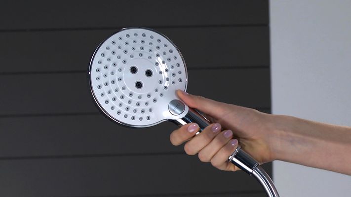 Hansgrohe Handbrause Raindance Select S 120 EcoSmart, 3-strahlig, weiss / chrom, 125 mm, Farbe weiß, chrom Bild 2
