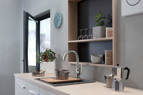 Hansgrohe Spültischmischer 220 Focus M42 1jet edelstahl-optik, 348 mm, Farbe silber Bild 3