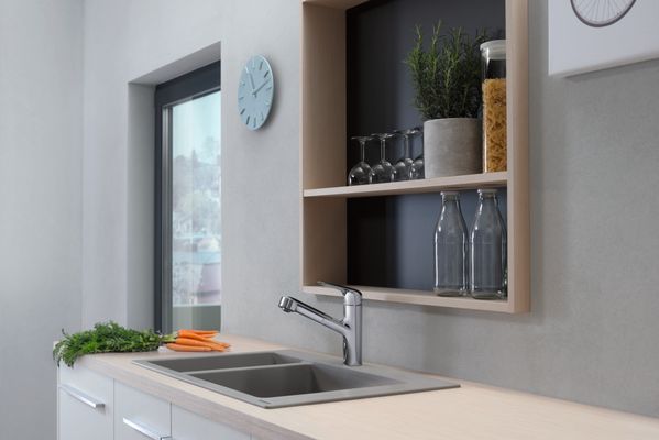 Hansgrohe Spültischmischer 150 Focus M42 Ausziehauslauf 1jet sBox, 222 mm, Farbe chrom Bild 5