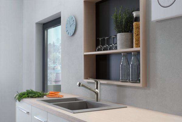 Hansgrohe Spültischmischer 150 Focus M42 Ausziehauslauf 1jet sBox edelstahl-optik, 222 mm, Farbe silber Bild 4