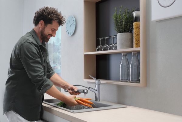 Hansgrohe Spültischmischer 150 Focus M42 Ausziehauslauf 1jet sBox, 222 mm, Farbe chrom Bild 6