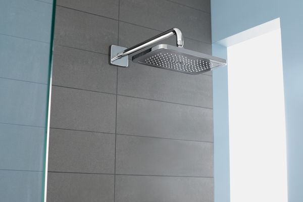 Hansgrohe Brausearm DN 15, 389 mm verchromt, Rosette eckig, 401 mm, Farbe chrom Bild 2