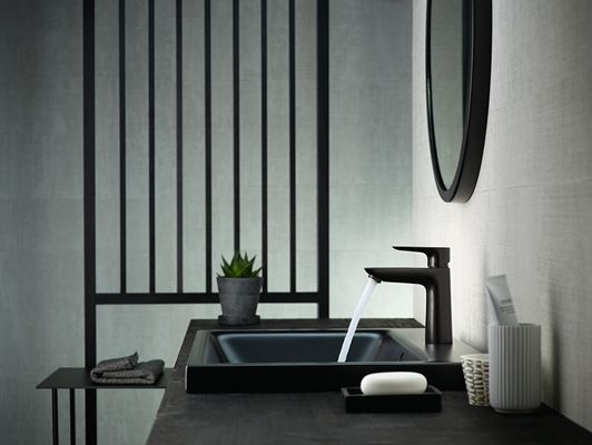 Hansgrohe Einhebel-Waschtischmischer 110, CoolStart, mit Ablaufgarnitur, Ausladung 112 mm, schwar, Farbe schwarz Bild 16