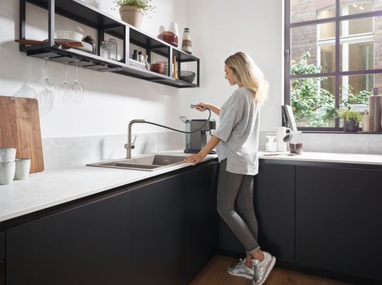 Hansgrohe Spültischmischer 270 Talis M54 Ausziehauslauf 1jet sBox edelstahl-optik, 296 mm, Farbe silber Bild 5
