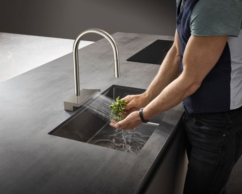 Hansgrohe Spültischmischer 170 Aquno Select M81 Ausziehbrause 3jet sBox edelstahl-optik, 390 mm, Farbe silber Bild 7