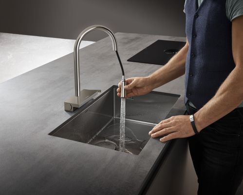 Hansgrohe Spültischmischer 170 Aquno Select M81 Ausziehbrause 3jet sBox edelstahl-optik, 390 mm, Farbe silber Bild 9