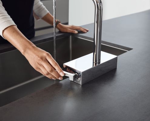 Hansgrohe Spültischmischer 250 Aquno Select M81 Ausziehauslauf 2jet sBox, 281 mm, Farbe chrom Bild 2