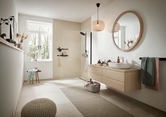 Hansgrohe Showerpipe Pulsify S 260 2-strahlig, mit AP-Brausethermostat, 1104 x 413 x 276 mm, Farbe chrom Bild 15