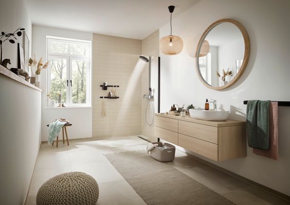 Hansgrohe Showerpipe Pulsify S 260 2-strahlig, mit AP-Brausethermostat, 1104 x 413 x 276 mm, Farbe chrom Bild 16