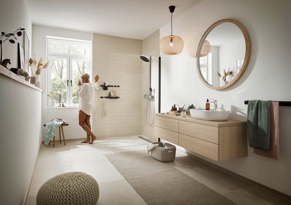 Hansgrohe Showerpipe Pulsify S 260 2-strahlig, mit AP-Brausethermostat, 1104 x 413 x 276 mm, Farbe chrom Bild 17