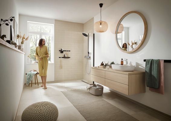 Hansgrohe Showerpipe Pulsify S 260 2-strahlig, mit AP-Brausethermostat, 1104 x 413 x 276 mm, Farbe chrom Bild 19