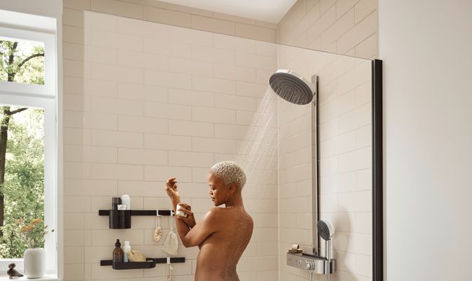 Hansgrohe Showerpipe Pulsify S 260 2-strahlig, mit AP-Brausethermostat, 1104 x 413 x 276 mm, Farbe chrom Bild 20