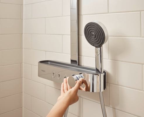 Hansgrohe Showerpipe Pulsify S 260 2-strahlig, mit AP-Brausethermostat, 1104 x 413 x 276 mm, Farbe chrom Bild 30