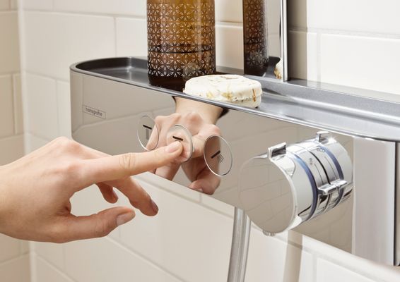 Hansgrohe Showerpipe Pulsify S 260 2-strahlig, mit AP-Brausethermostat, 1104 x 413 x 276 mm, Farbe chrom Bild 11