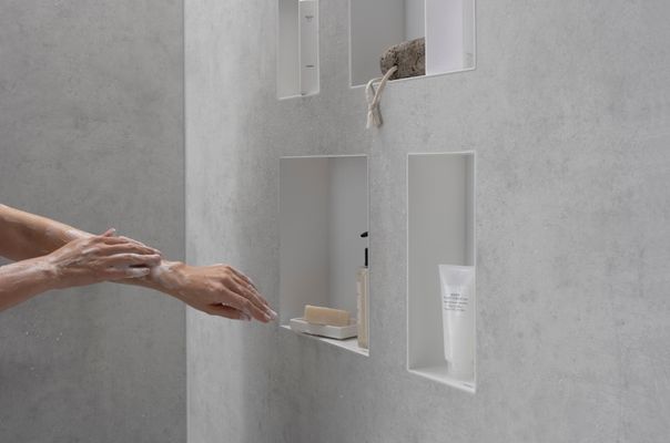 Hansgrohe Wandnische XtraStoris Minimalistic rahmenlos 300 x 300 x 100 mm MW, 390 x 390 mm, Farbe weiß Bild 11