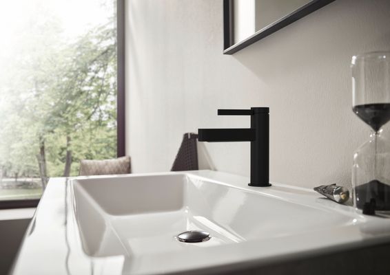 Hansgrohe Waschtischmischer 110 Finoris, mit Push-Open Ablaufgarnitur matt, Farbe schwarz Bild 7