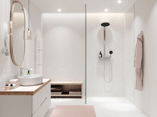 Hansgrohe Showerpipe Pulsify S 260 2-strahlig, mit AP-Brausethermostat, 1104 x 413 x 276 mm, Farbe chrom Bild 40