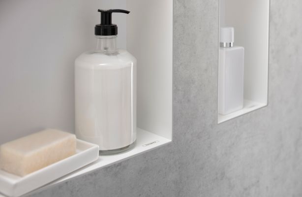Hansgrohe Wandnische XtraStoris Minimalistic rahmenlos 300 x 300 x 100 mm MW, 390 x 390 mm, Farbe weiß Bild 5
