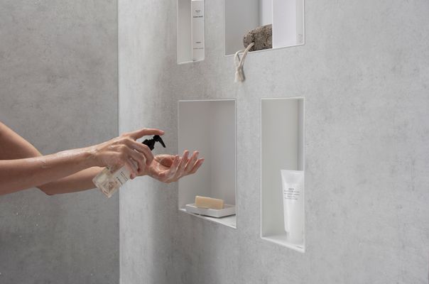 Hansgrohe Wandnische XtraStoris Minimalistic rahmenlos 300 x 300 x 100 mm MW, 390 x 390 mm, Farbe weiß Bild 15