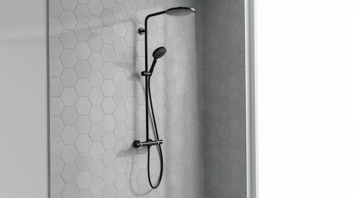 Hansgrohe Showerpipe Raindance Select S240 1jet, PowderRain, KB 240 mm, matt, 1109 x 305 x 582 x 582 mm, Farbe schwarz Bild 9