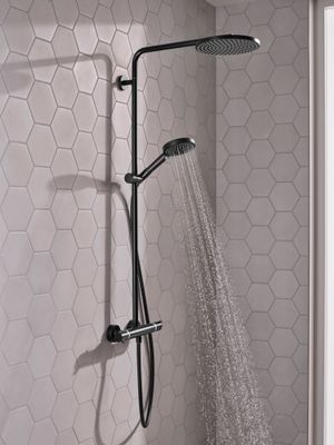 Hansgrohe Showerpipe Raindance Select S240 1jet, PowderRain, KB 240 mm, matt, 1109 x 305 x 582 x 582 mm, Farbe schwarz Bild 11