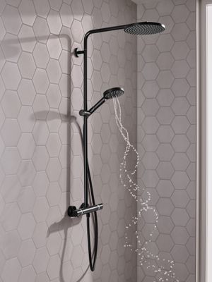 Hansgrohe Showerpipe Raindance Select S240 1jet, PowderRain, KB 240 mm, matt, 1109 x 305 x 582 x 582 mm, Farbe schwarz Bild 12
