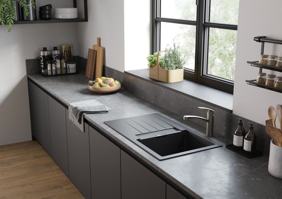 Hansgrohe Einhebel-Spültischbatterie 160 Focus schwenkbarer Auslauf, Edelstahl Optik, Farbe silber Bild 5