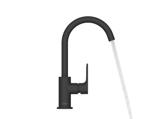 Hansgrohe S Einhebel-Waschtischmischer 210 mit Ablaufgarnitur, schwenkbar, matt schw, Farbe schwarz Bild 2