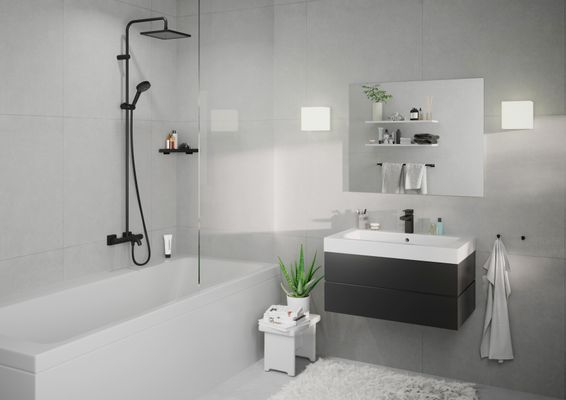 Hansgrohe Showerpipe 240 1jet Vernis Shape matt, mit Wannenthermostat, 1524 x 276 x 547 mm, Farbe schwarz Bild 11