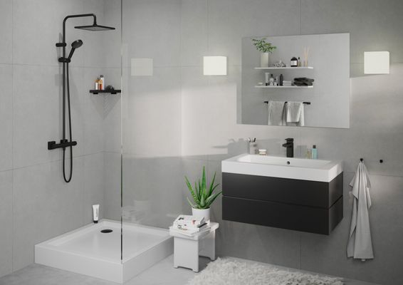 Hansgrohe Showerpipe Vernis Shape 240 1-strahlig, mit Thermostat, 1124 x 277 x 547 mm, Farbe schwarz Bild 17