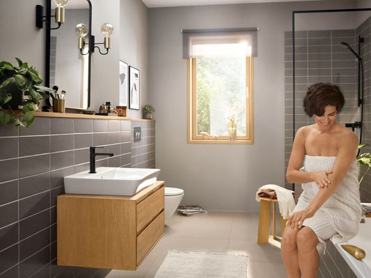 Hansgrohe E Einhebel-Waschtischmischer 110, mit Ablaufgarnitur, Farbe schwarz Bild 8
