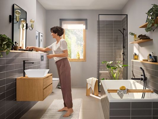 Hansgrohe Waschtischmischer Rebris E 240 CoolStart mit Zugstange MSW, Farbe schwarz Bild 8