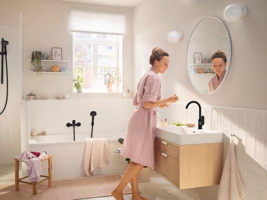 Hansgrohe S Einhebel-Waschtischmischer 210 mit Ablaufgarnitur, schwenkbar, matt schw, Farbe schwarz Bild 7