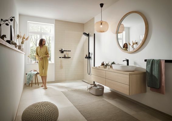 Hansgrohe S Showerpipe 260 2-strahlig, mit AP-Thermostat, 1104 x 413 x 276 mm, Farbe schwarz Bild 21