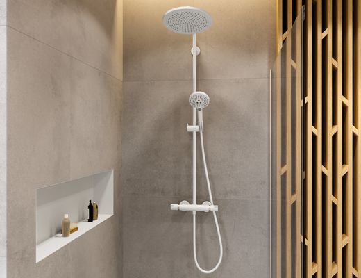 Hansgrohe Showerpipe Croma Select S 280, mit Raindance Handbrause matt, 1439 x 304 x 539 mm, Farbe weiß Bild 4