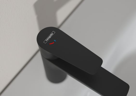Hansgrohe Einhebel-Waschtischmischer 110, CoolStart, mit Ablaufgarnitur, Ausladung 112 mm, schwar, Farbe schwarz Bild 4