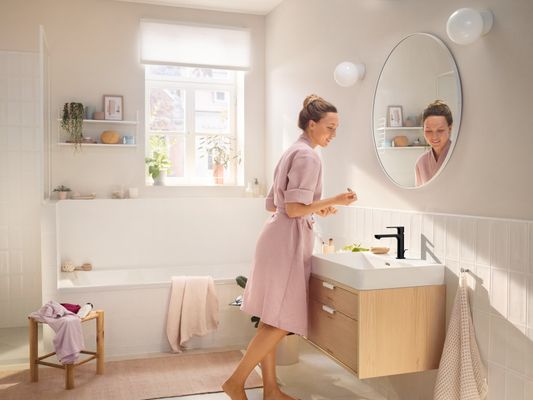 Hansgrohe Einhebel-Waschtischmischer Rebris S 110 CoolStart mit Metall Zugstange MSW, Farbe schwarz Bild 4
