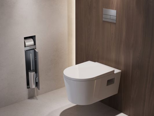 Hansgrohe Ein.Toilettenbürstenh.XtraStoris Rock mit Papierhalter u.befliesbarer Tür BST, 690 x 240 mm, Farbe Edelstahl-Optik (silber) Bild 7