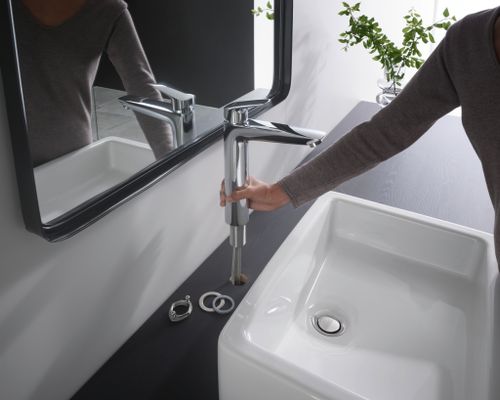 Hansgrohe Einhebel-Waschtischmischer hoch, ComfortZone 190, ohne Ablaufgarnitur, Ausladung 166 mm, 266 x 166 mm, Farbe chrom Bild 6