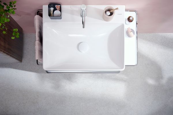 Hansgrohe Waschtisch Xelu Q 600 x 480 mm mi.Hahnloch oh.Überlauf, SmartClean weiss, 130 x 480 mm, Farbe weiß Bild 18