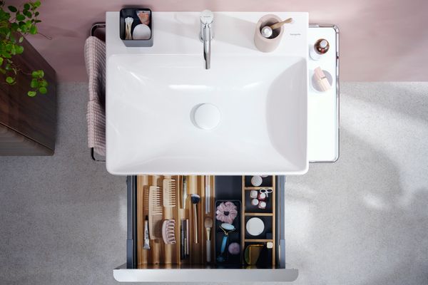 Hansgrohe Waschtisch Xelu Q 600 x 480 mm mi.Hahnloch oh.Überlauf, SmartClean weiss, 130 x 480 mm, Farbe weiß Bild 19