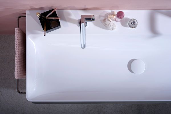 Hansgrohe Doppelwaschtisc.Xelu Q 1200 x 480 mm 2 Hahnlöcher ohne Überlauf SmartClean weiss, 130 x 480 mm, Farbe weiß Bild 4