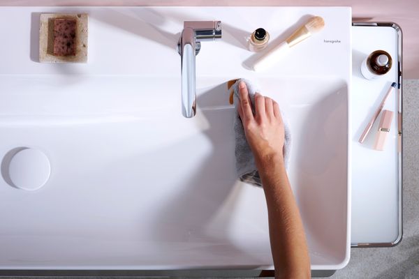 Hansgrohe Doppelwaschtisc.Xelu Q 1200 x 480 mm 2 Hahnlöcher ohne Überlauf SmartClean weiss, 130 x 480 mm, Farbe weiß Bild 5