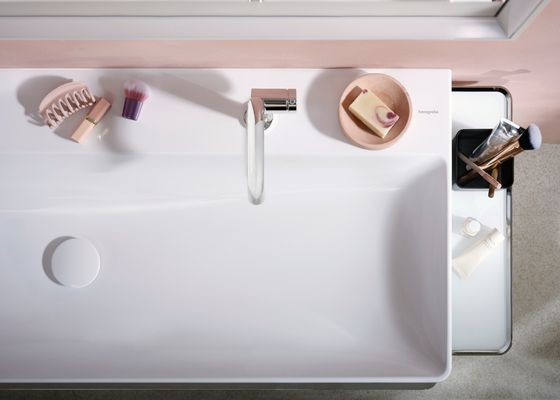 Hansgrohe Doppelwaschtisc.Xelu Q 1200 x 480 mm 2 Hahnlöcher ohne Überlauf SmartClean weiss, 130 x 480 mm, Farbe weiß Bild 7
