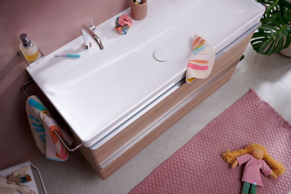 Hansgrohe Doppelwaschtisc.Xelu Q 1200 x 480 mm 2 Hahnlöcher ohne Überlauf SmartClean weiss, 130 x 480 mm, Farbe weiß Bild 15