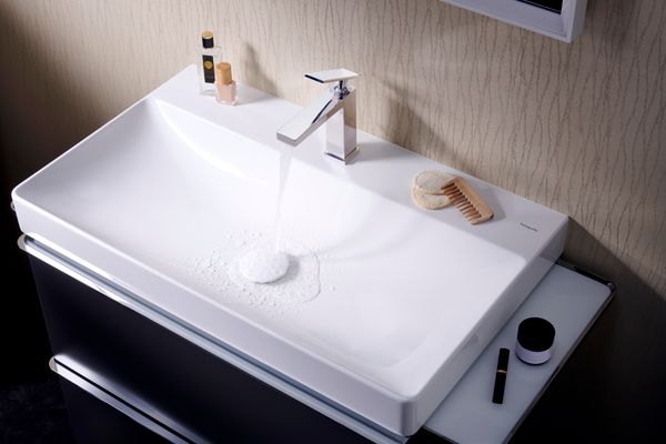 Hansgrohe Waschtisch Xelu Q 800 x 480 mm mit Hahnloch oh.Überlauf, SmartClean weiss, 130 x 480 mm, Farbe weiß Bild 8