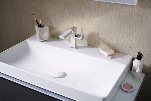 Hansgrohe Waschtisch Xelu Q 800 x 480 mm mit Hahnloch oh.Überlauf, SmartClean weiss, 130 x 480 mm, Farbe weiß Bild 13